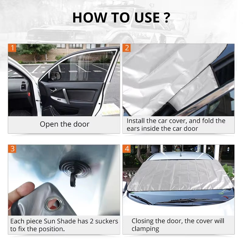 Outdoor Car Windshield Sun Shade Cover Uv-Reflective Sun Protection Waterproof Snow Cover Universal for Summer/Winter