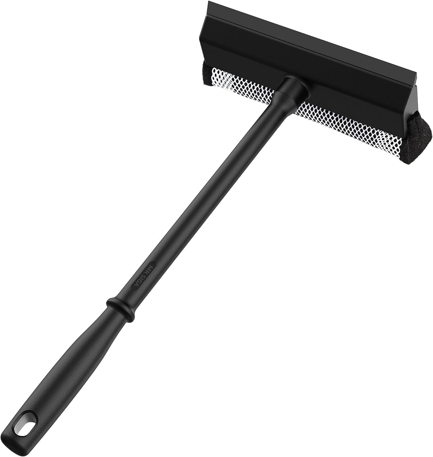 Professional Squeegee for Car Windshield Cleaning, 2 in 1 Shower Door Squeegee with Handle & Window Washing Sponge, Black