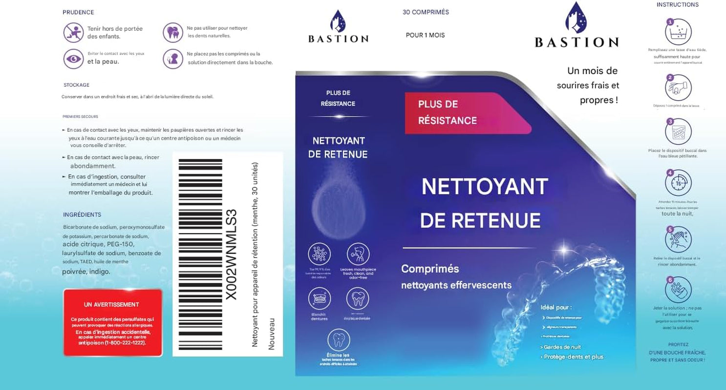 Retainer Cleaner & Denture Cleanser - 30 Effervescent Tablets - 1 Month Supply - Removes Stains, Discoloration, Odors, & Plaque - Clear Aligners, Mouth & Night Guard, All Dental/Oral Appliances