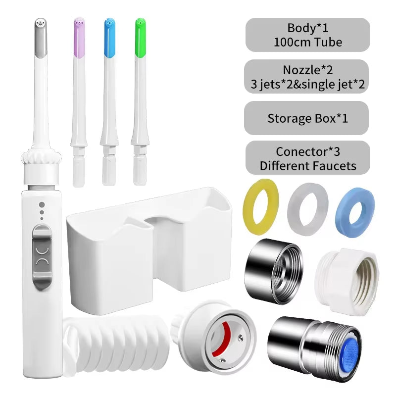 New Faucet Oral Irrigator Dental Water Flosser Non-Electric Cordless Teeth Cleaner Water Jet for Teeth Water Pressure Adjustable