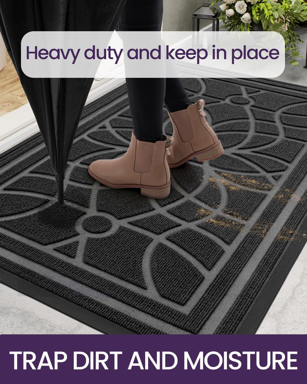 Front Door Mat, Welcome Mats Heavy Duty Durable Low Profile outside Doormat For