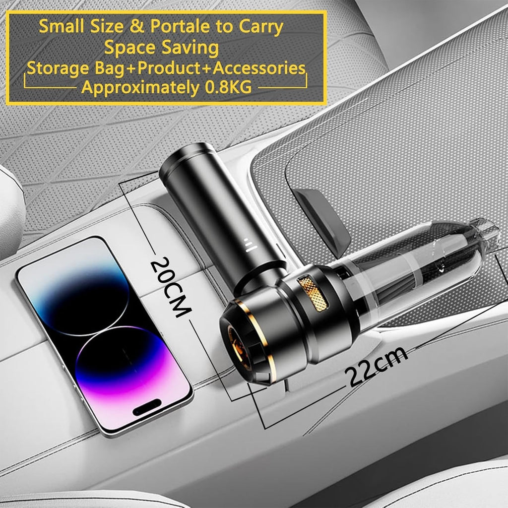 Car Vacuum Cleaner 22000Pa – Cordless Handheld Air Duster & Blower (Gold/Black)