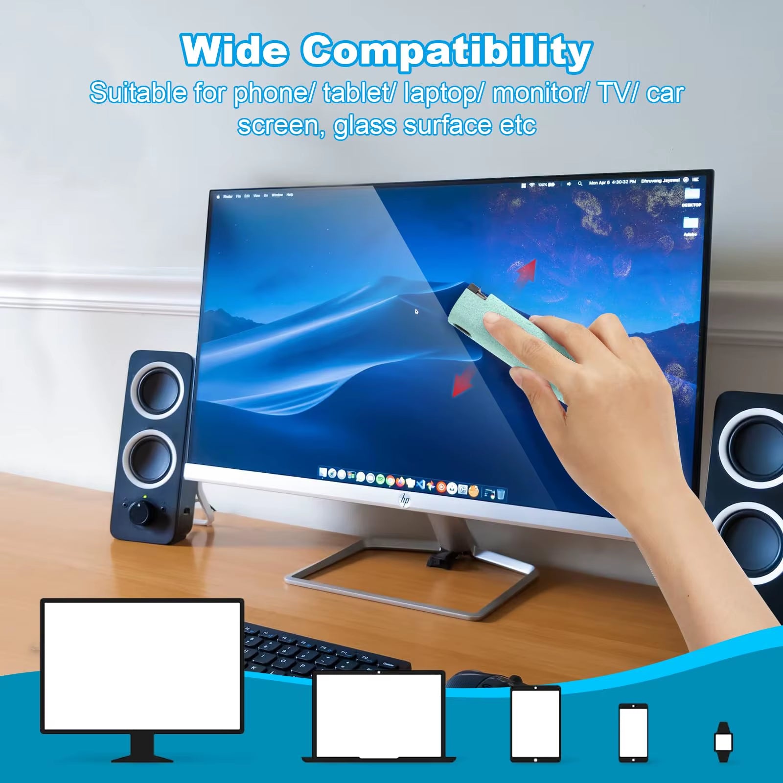 2 in 1 Phone Screen Cleaner Spray Portable Tablet Phone Touch Screen Cleaner Microfiber Cloth Set Glass Mini Cleaning Artifact