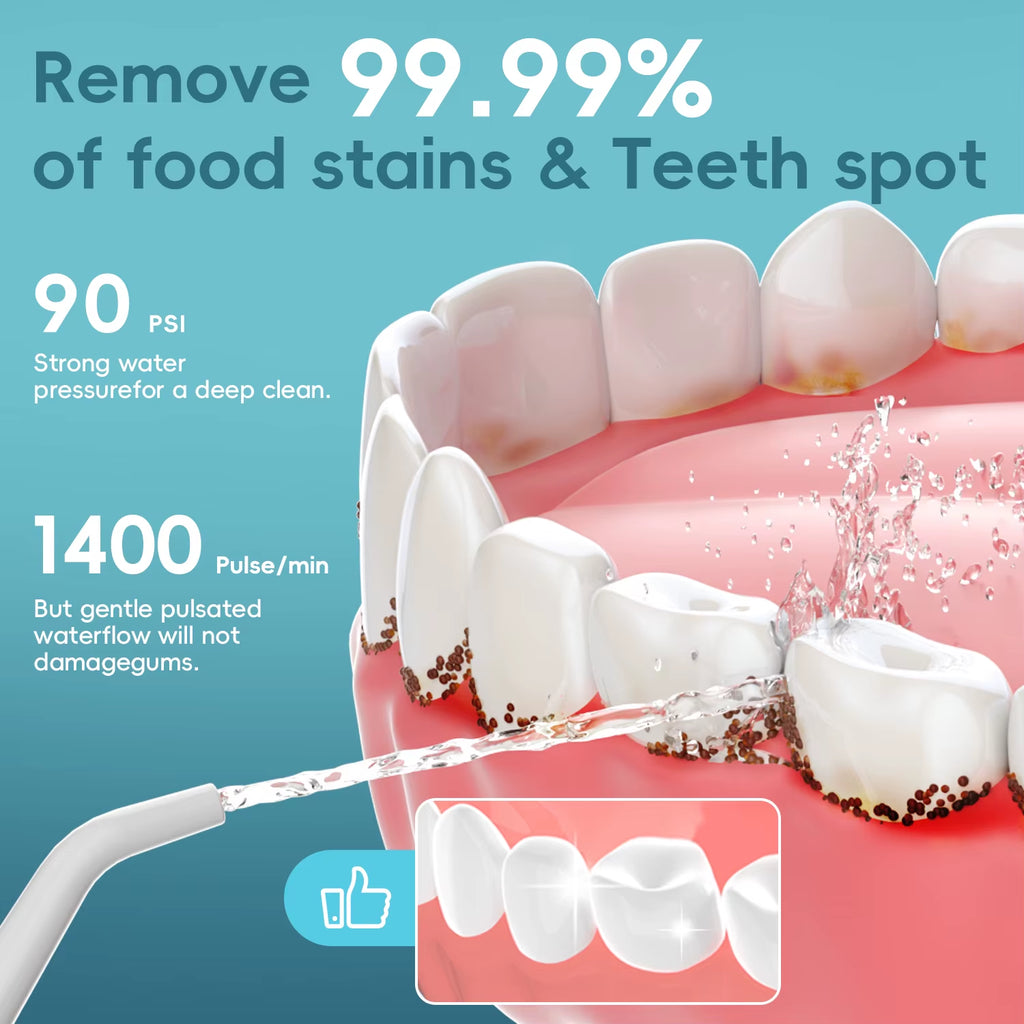 Dental Oral Irrigator Rechargeable Water Flosser Portable 300ML 4 Nozzles Dental Water Jet Waterproof Teeth Cleaner Water Pick